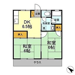 第5早川ハウス 2DKの間取図画像