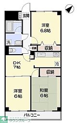 ペアヒルズ大野 3DKの間取図画像