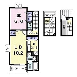ムーンガーデン樹来 1LDKの間取図画像