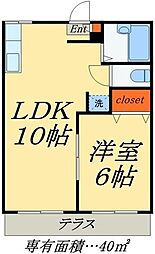 フォーブル道A 1LDKの間取図画像
