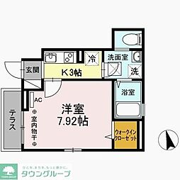 フルール 1Kの間取図画像