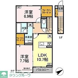 サリジエ若宮 2LDKの間取図画像