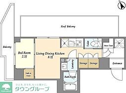 AZURETERRACE門前仲町 1LDKの間取図画像