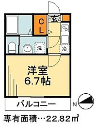リリックコートひまわり 1Kの間取図画像