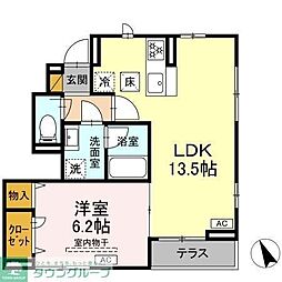 市川市南八幡1丁目アパート 1LDKの間取図画像