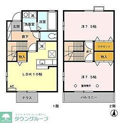 リヴェール本一色E棟 2LDKの間取図画像