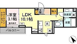 D-ROOM南花園 1階1LDKの間取り