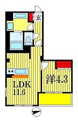 コンフォーティア 1階1LDKの間取り