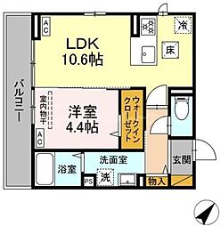 D-SOLACE津田沼(津田沼PJ) 1階1LDKの間取り