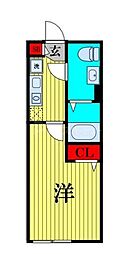 モダンアパートメント津田沼EAST 1階1Kの間取り