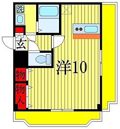金太郎ヒルズ27 3階ワンルームの間取り