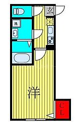 Crecia薬円台 3階1Kの間取り