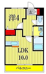 エスポワール幕張 1階1LDKの間取り
