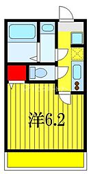 Hx　Shinkemigawa 2階1Kの間取り