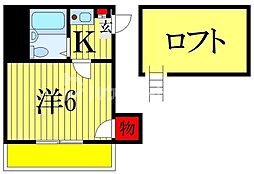 コーポサギヌマ 1階1Kの間取り