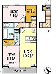 ルシアン　メゾン 2階2LDKの間取り