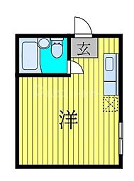 ブラウンコート 1階ワンルームの間取り