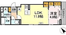 アップルベリーフィールズ 2階1LDKの間取り