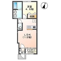 ブルヴァール 1階1LDKの間取り