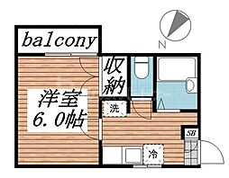 グリーンウェーブ・吉野 1階1Kの間取り