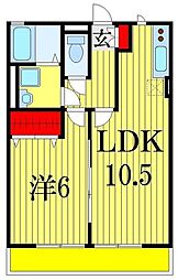 ローズハイム 1階1LDKの間取り