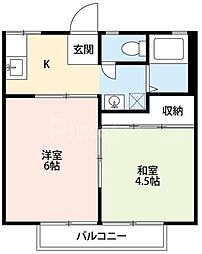スカイハイツ（飯山満） 1階2Kの間取り
