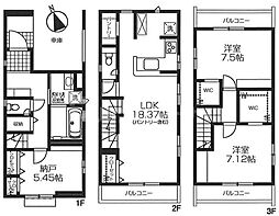 ＢＬＯＯＭＩＮＧ　ＭＡＩＳＯＮ船橋市前原西 3階2SLDKの間取り