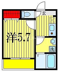 グレイシャス検見川 1階1Kの間取り
