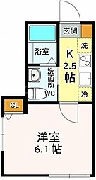 ブリーズ東船橋 1階1Kの間取り