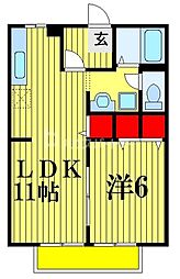 ユアマリーナ 1階1LDKの間取り