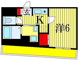 棒やビル 2階1Kの間取り