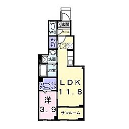 セイジュ 1階1LDKの間取り