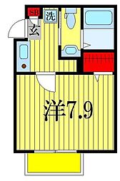 ヴィライルマーレ 1階1Kの間取り