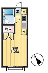 エステートピアタジマ 2階ワンルームの間取り