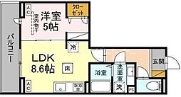 Cradle 3階1LDKの間取り
