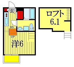 Primo検見川 2階ワンルームの間取り