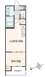 千葉市花見川区武石町2丁目アパート 1LDKの間取図画像