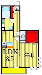 evergreen 1LDKの間取図画像