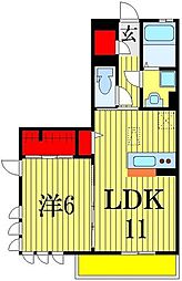 薬円台壱番館A 1LDKの間取図画像