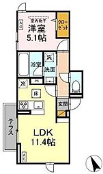 DーZephyr(ディーゼフィア) 1LDKの間取図画像