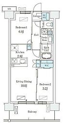 スカイグランデ津田沼 2LDKの間取図画像
