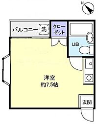 サンハイツ田喜野井 ワンルームの間取図画像