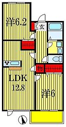 ベルヴュコート津田沼 2LDKの間取図画像