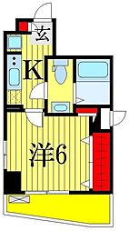 プレール・ドゥーク津田沼 1Kの間取図画像