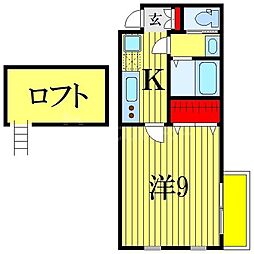 メルローズプレイス2 1Kの間取図画像