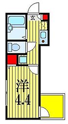 メルディア津田沼 1Kの間取図画像
