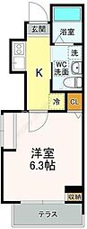 マリンヒル東船橋 1Kの間取図画像