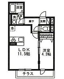 カーサスミレセグンダ 1LDKの間取図画像