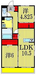 薬円台壱番館C 2LDKの間取図画像