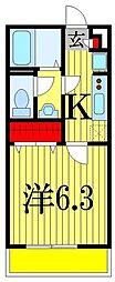 リブリ・リンドバーグ2号 1Kの間取図画像